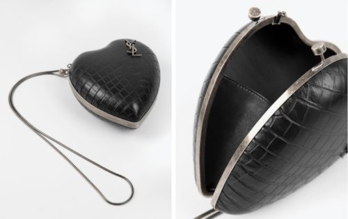 Saint Laurent Love Heart-shaped Leather Coin Purse in Black